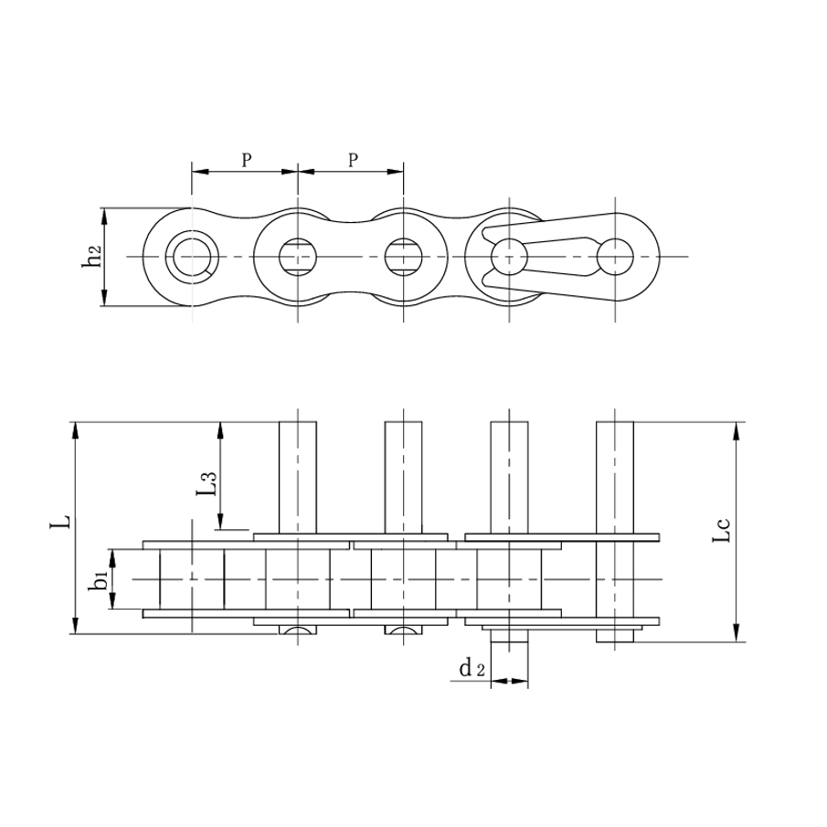 Lanci transportera kratkog koraka s produženim klinovima