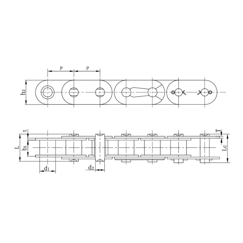 Valjkasti lanci s ravnom bočnom pločom (B serija)