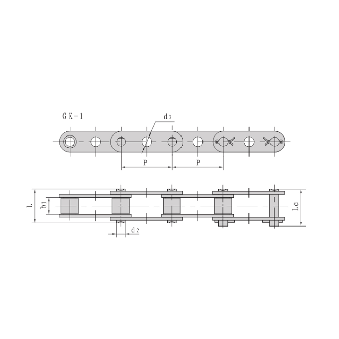 Transportni lanci s dvostrukim korakom i središnjim rupama